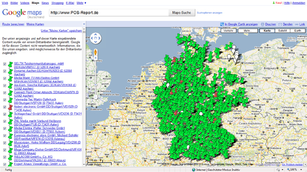 Darstellung der POS in Google Maps