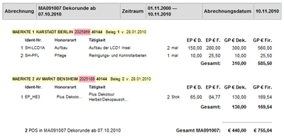Abrechnungsmodul der T�tigkeiten